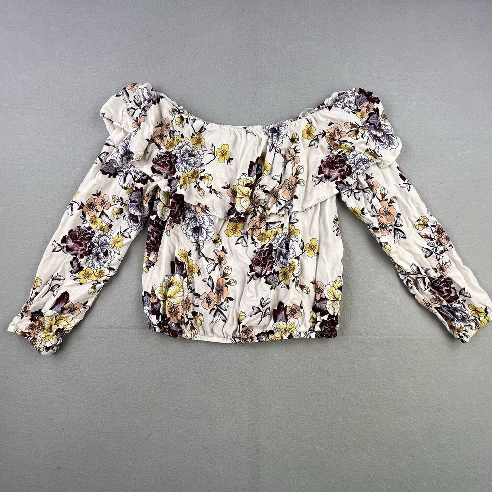 One Clothing Blouse Size Small White Floral Country Off Shoulder CottageCore